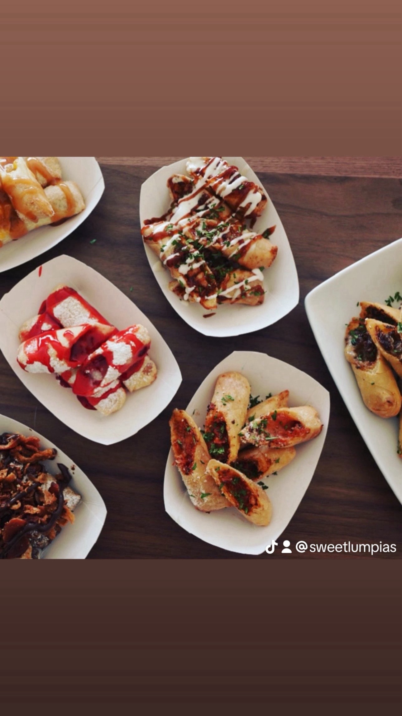 Sweet Lumpias catering setup at a private event